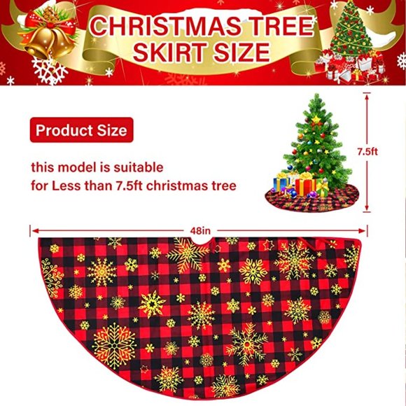 NEW 48 Inches Buffalo Plaid Christmas Tree Skirt - Picture 4 of 10